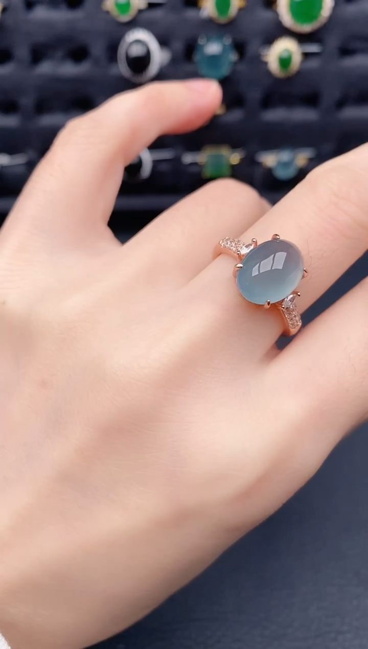 银S925镶嵌戒指翡翠天然a货翡翠480