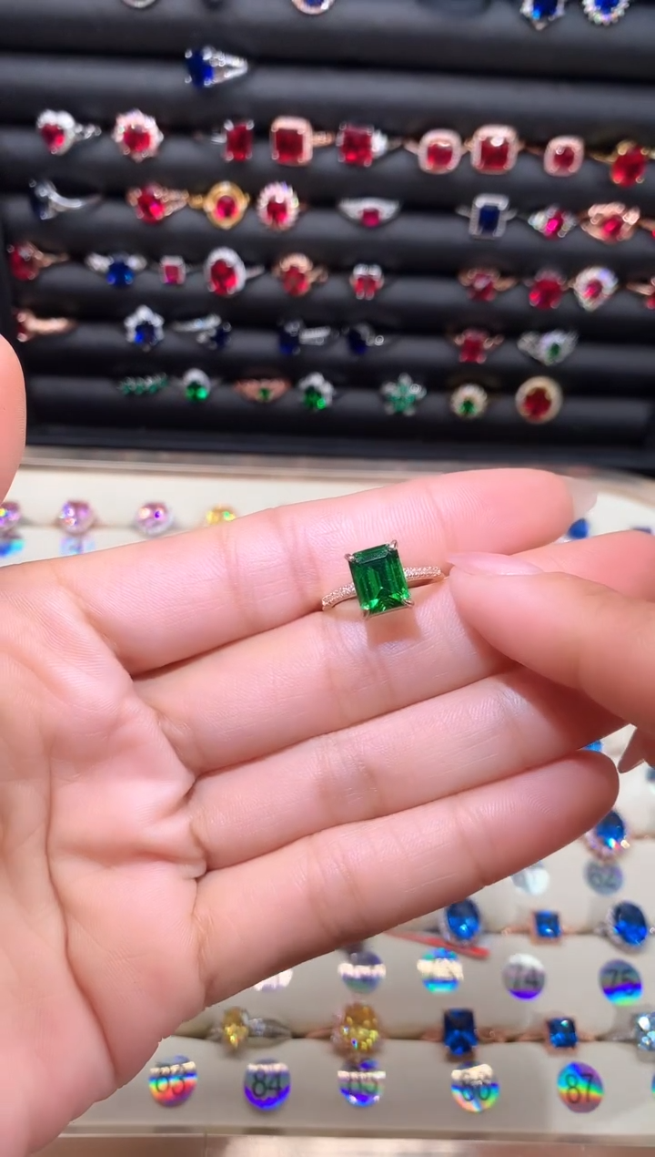 【闪购商品】透辉石戒指银S925镶嵌79玫瑰金