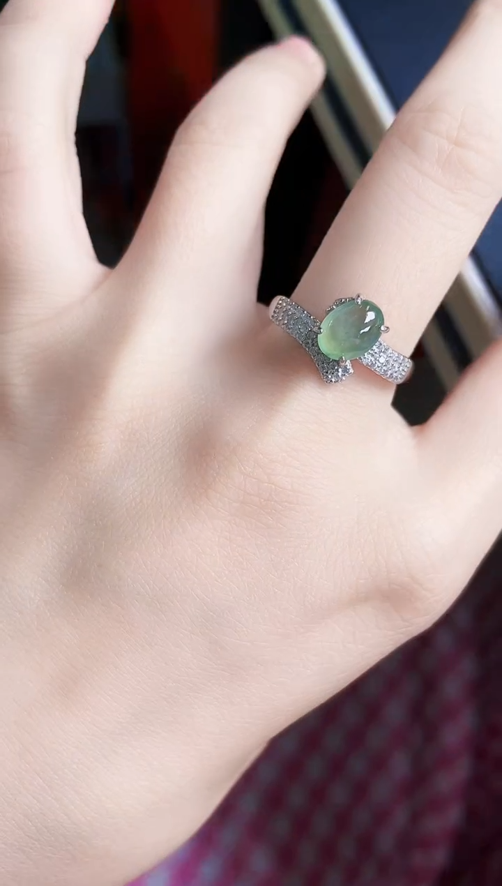 【闪购商品】翡翠银S925镶嵌戒指4545644