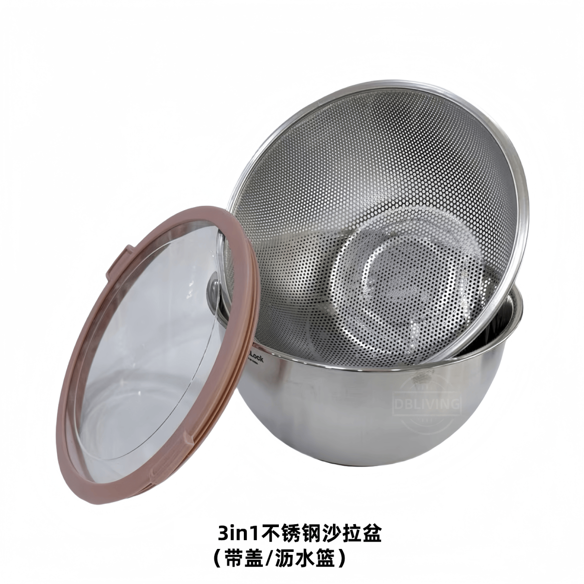 韩国进口家用厨房烘焙打蛋揉面洗菜滤水多用盆不锈钢盆沥水盆带盖