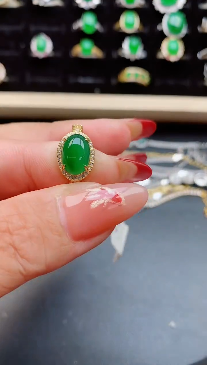 【闪购商品】翡翠戒指银S925镶嵌1321