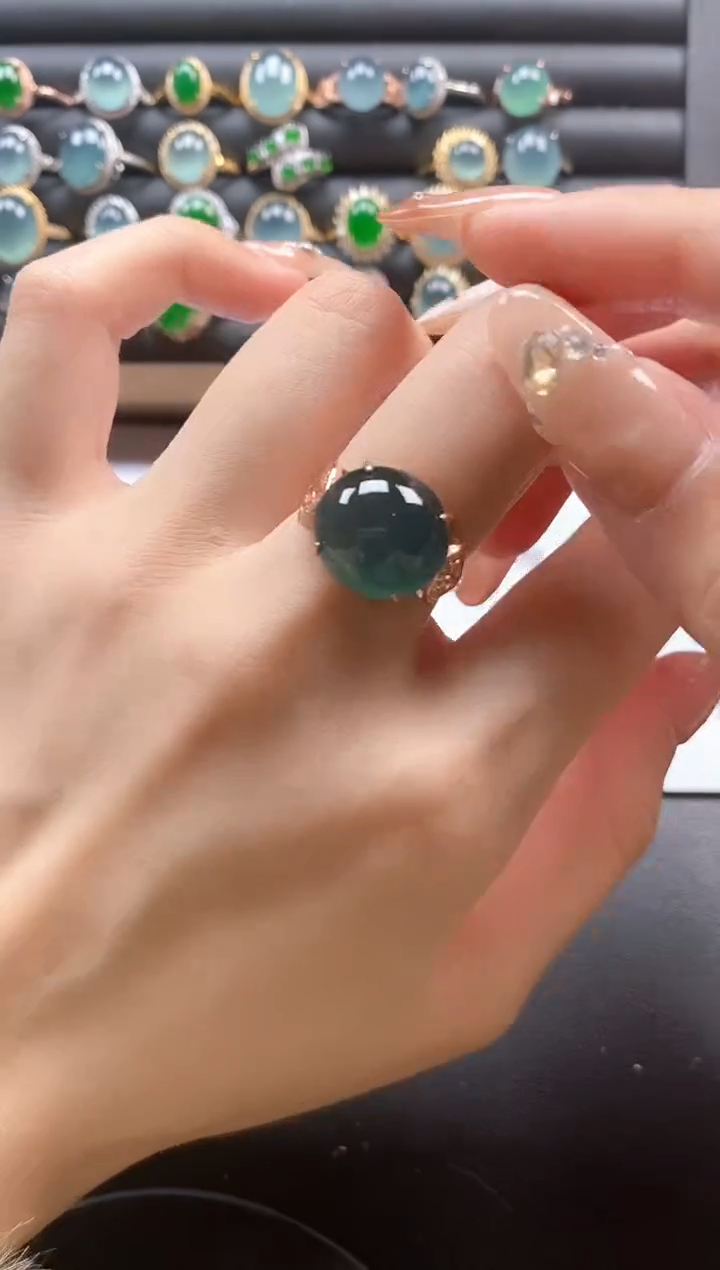 银S925镶嵌戒指翡翠51511