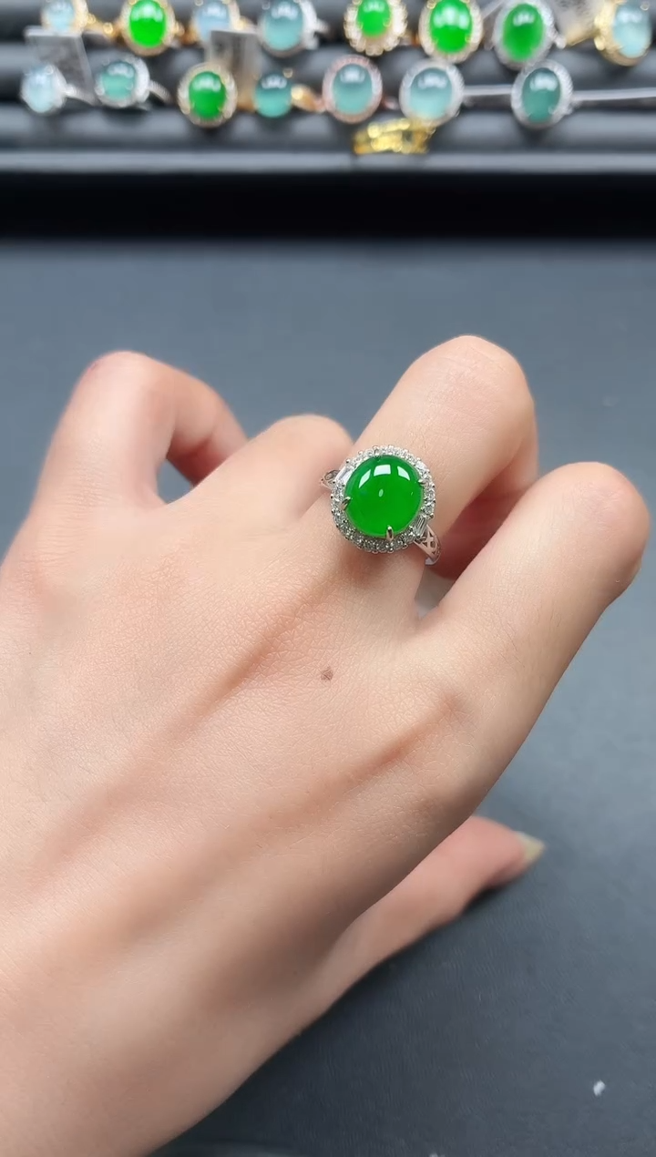 银S925镶嵌戒指翡翠1111111