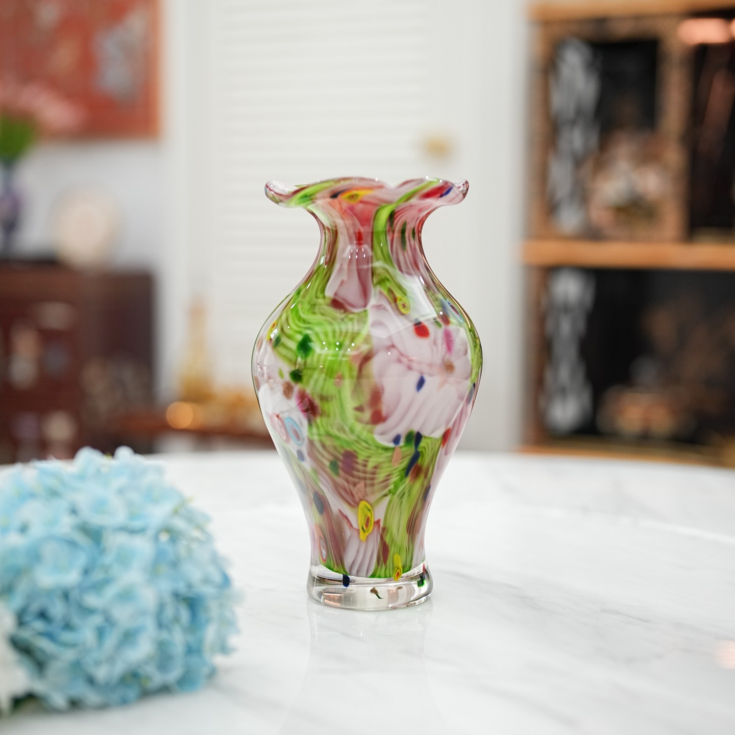 【奇居】轻奢琉璃绿影海棠花瓶桌面摆件#NZV-8053