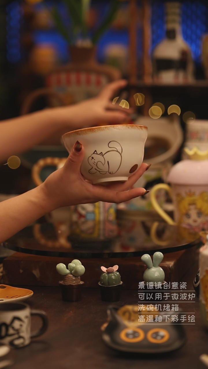 陶瓷景德镇可爱陶瓷釉下彩绘设计师款