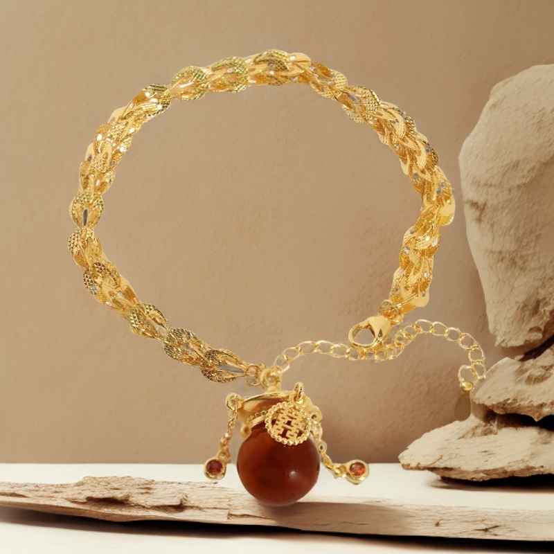 【华新】轻奢时尚典雅蓝珀凤尾合金镶嵌手链【HOS02】