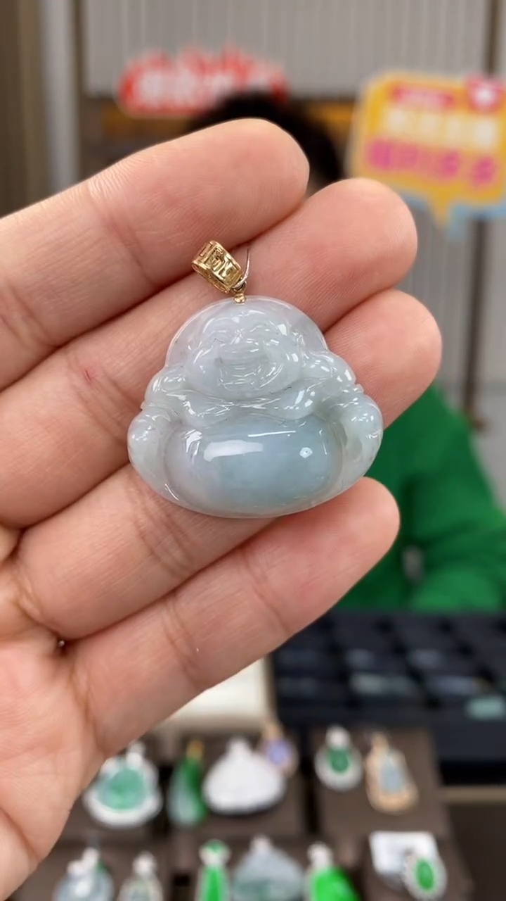 【闪购商品】翡翠吊坠(不含链)18K金镶嵌翡翠佛公