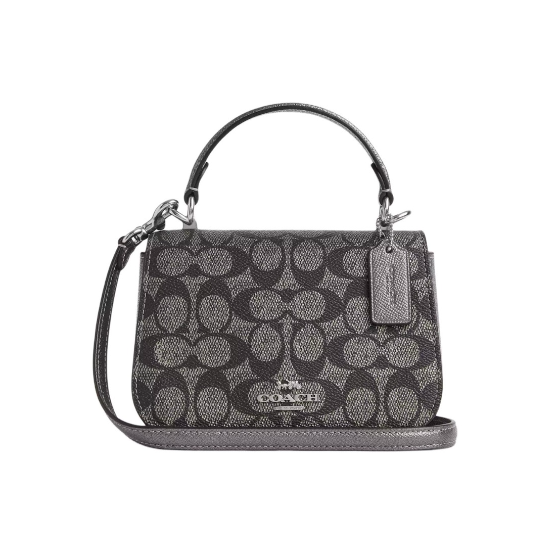 COACH蔻驰 CX576 SV/NI LYSA 小号金属黑灰色手提斜挎包 18*9*13