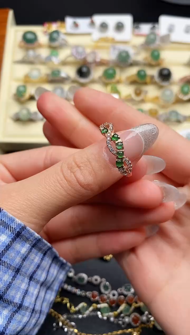 【闪购商品】翡翠戒指银S925镶嵌333333333+7