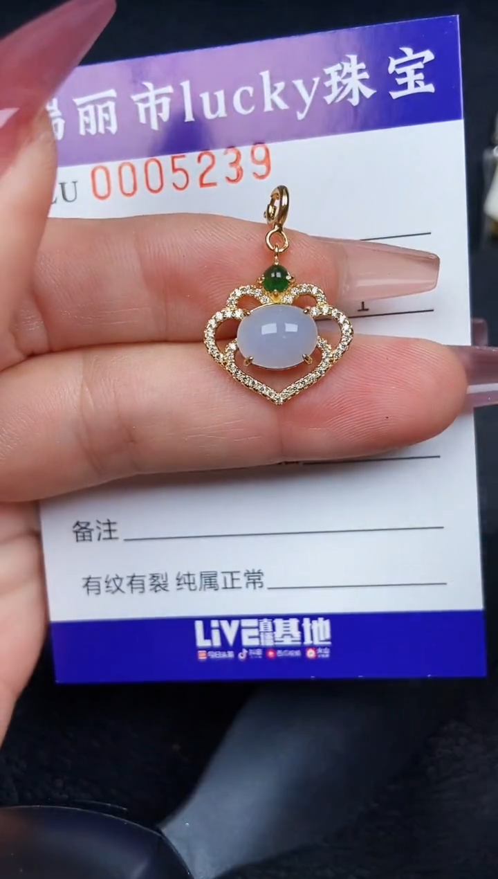 翡翠银S925镶嵌颈饰5239
