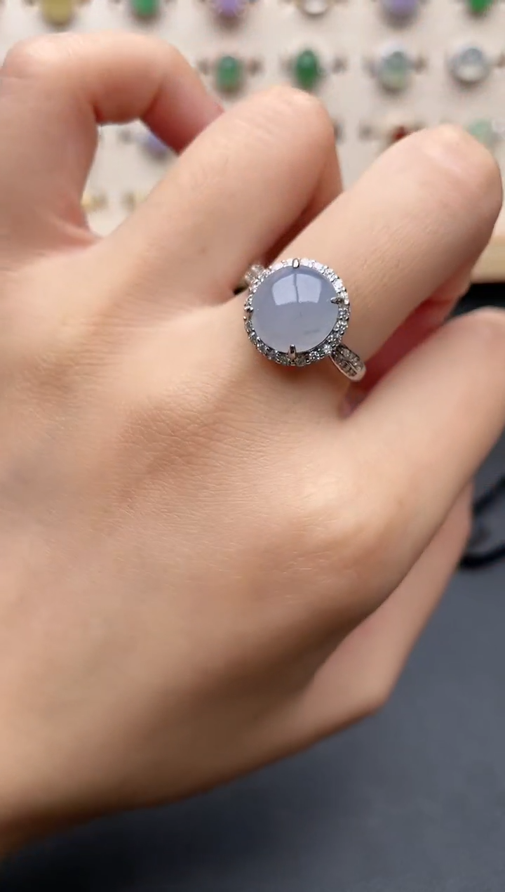 【闪购商品】翡翠戒指银S925镶嵌一物一证一礼盒