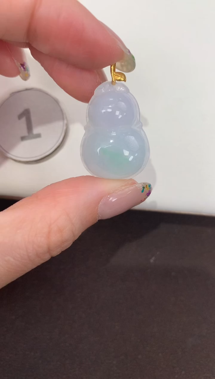 颈饰18K金镶嵌翡翠天然缅甸A货翡翠