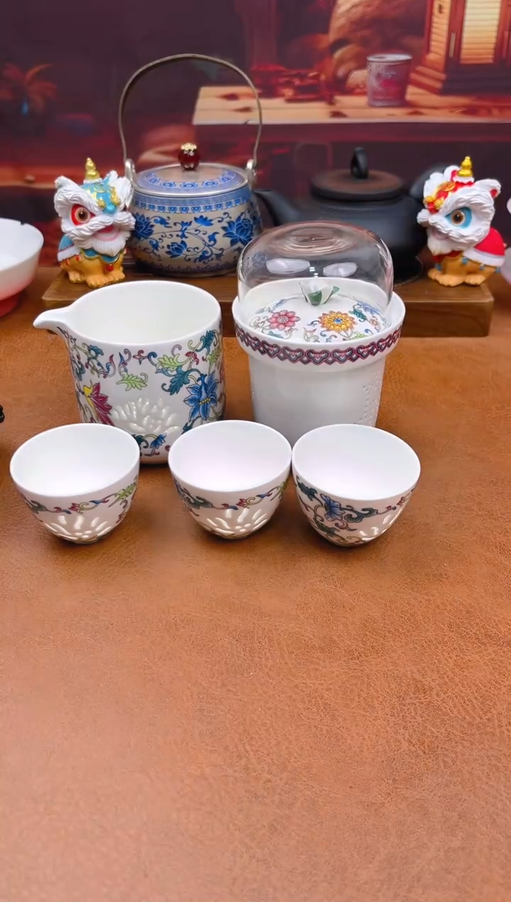 陶瓷茶具摆件旅行套组