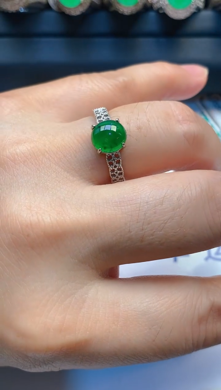 【闪购商品】翡翠耳饰银S925镶嵌天然A货翡翠1