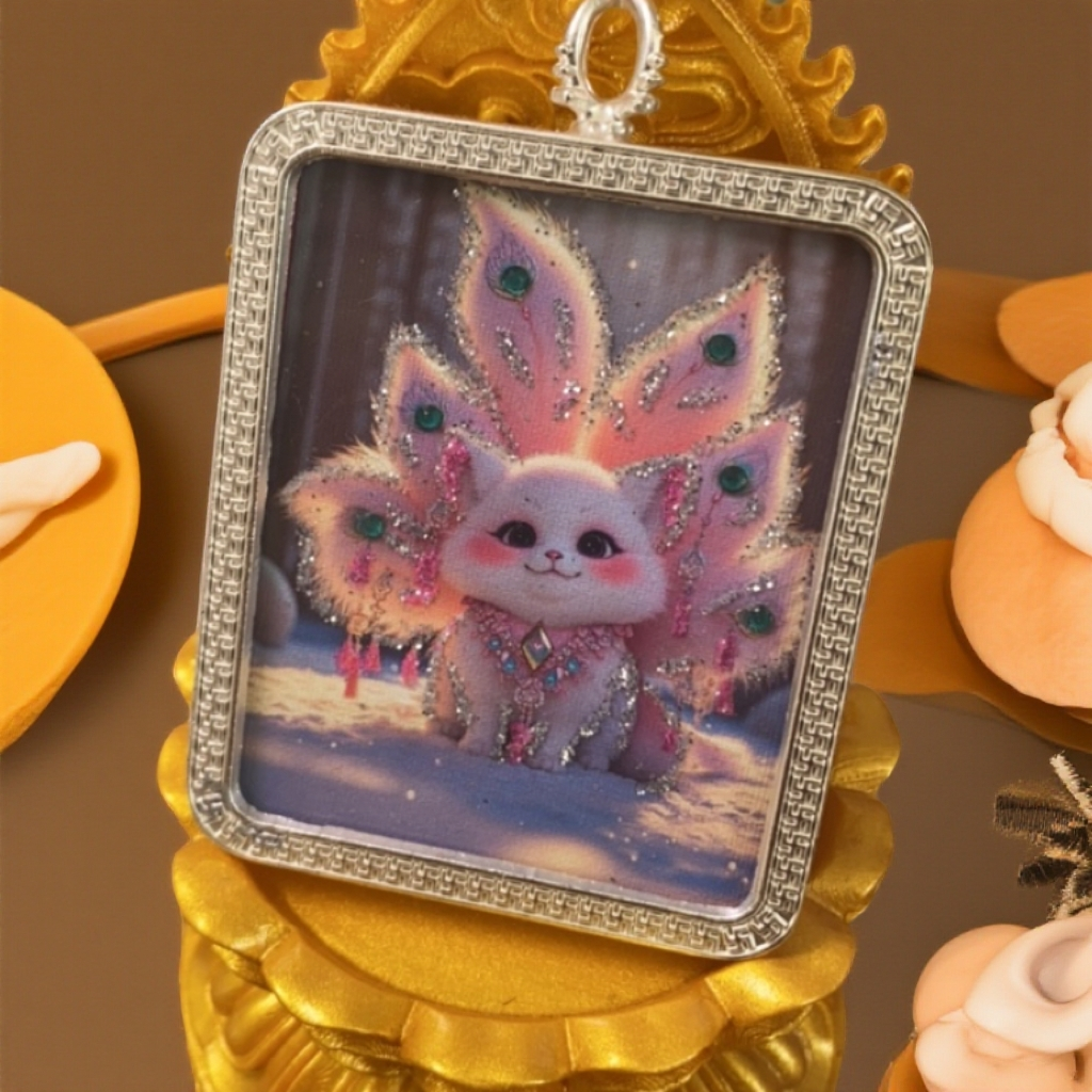 彩金九尾萌狐唐卡