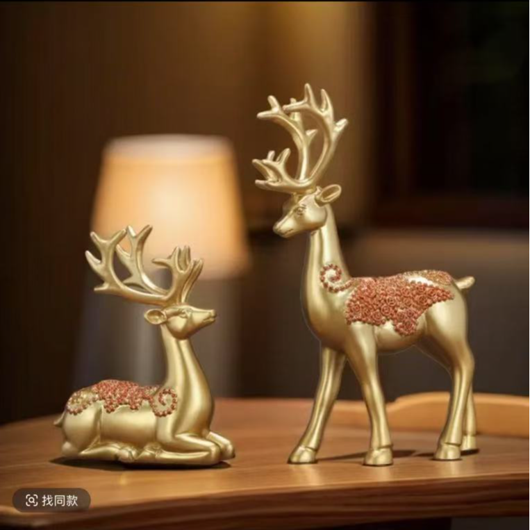 创新中式麋鹿摆件家居客厅装饰品吸引客人的民宿摆件房间装饰用品