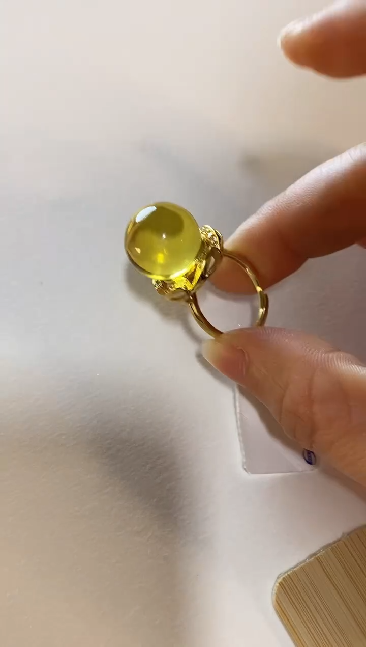 【闪购商品】琥珀颈饰银S925镶嵌墨西哥蓝珀戒指14+