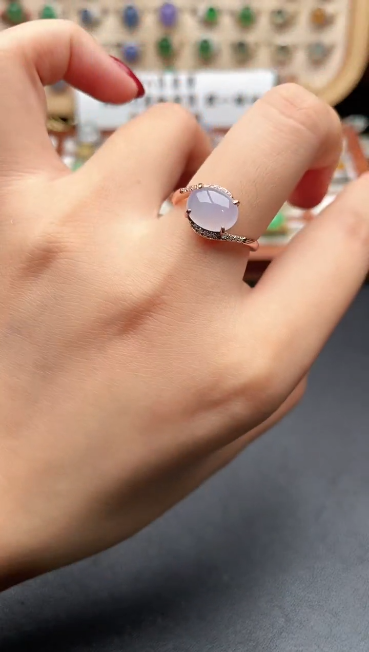 银S925镶嵌戒指翡翠一物一证一礼盒