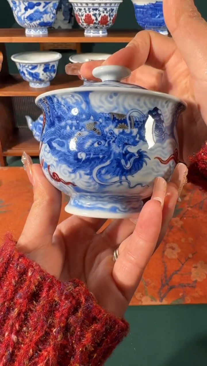 【闪购商品】杯永明尚玩铠甲龙盖碗