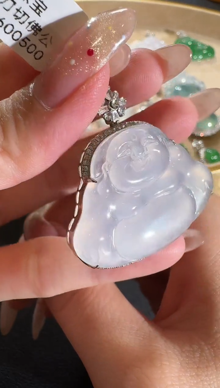 【闪购商品】翡翠吊坠(不含链)18K金镶嵌【源头工厂】钻石镶嵌