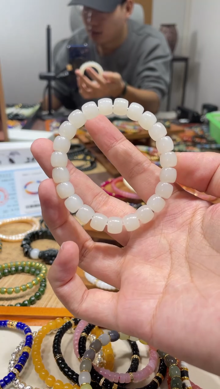未镶嵌手串和田玉9mm直切于阗和田玉白玉手串