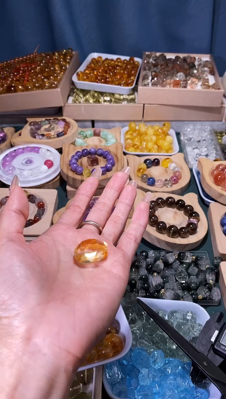 未镶嵌手串水晶冷*丸S26锦鲤胶花随形一颗拍2