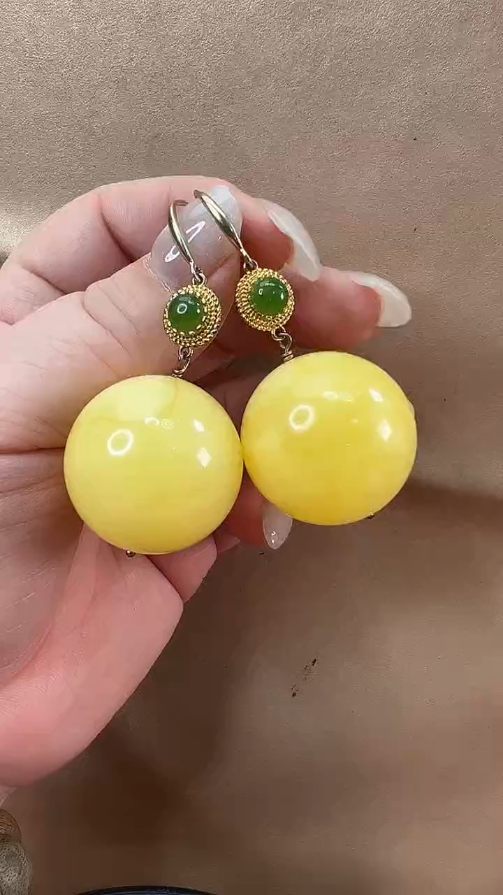 琥珀颈饰未镶嵌耳环