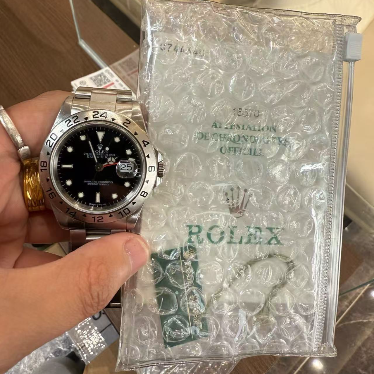 99新 Rolex/劳力士 佰盛 16570黑探t25盘1998年纸卡 探险家黑盘