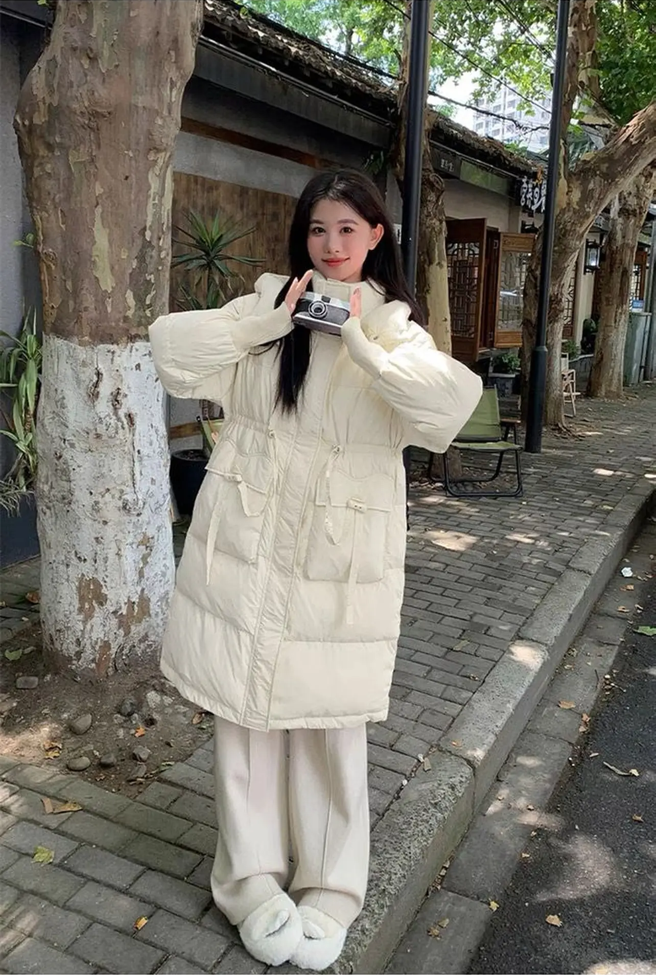 【竹节扣】羽绒服长款立领长款网红连帽加厚冬季保暖女装显瘦百搭