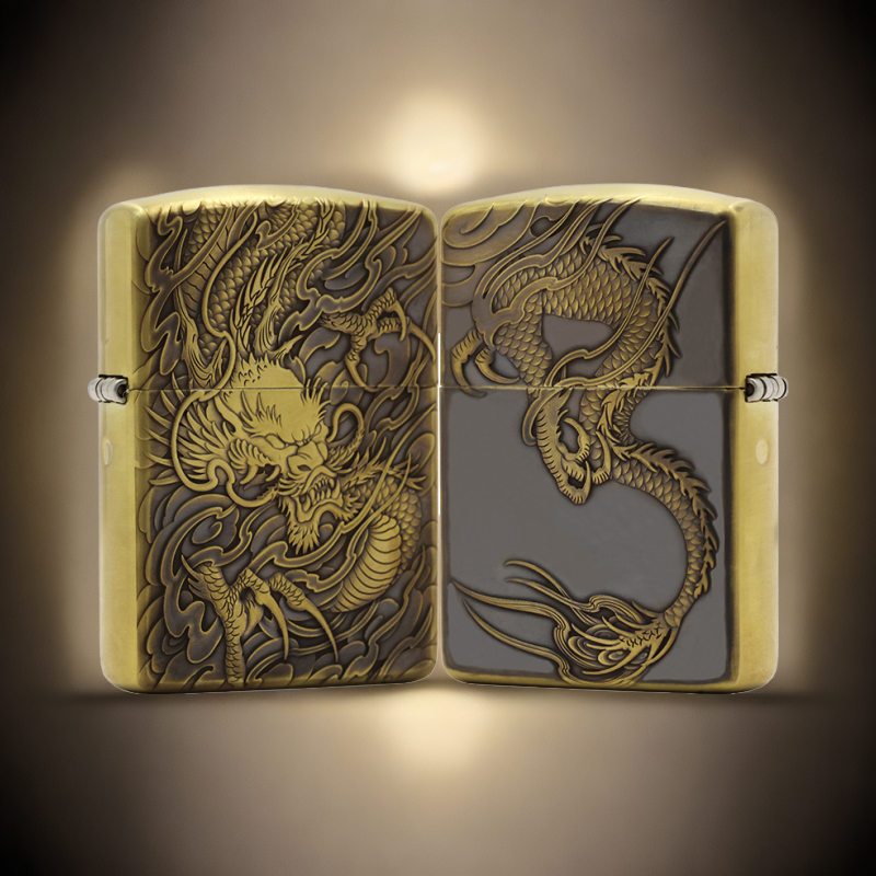 ZIPPO/之宝【龙行天下】7黄铜盔甲机正品煤油防风打火机KF-DF