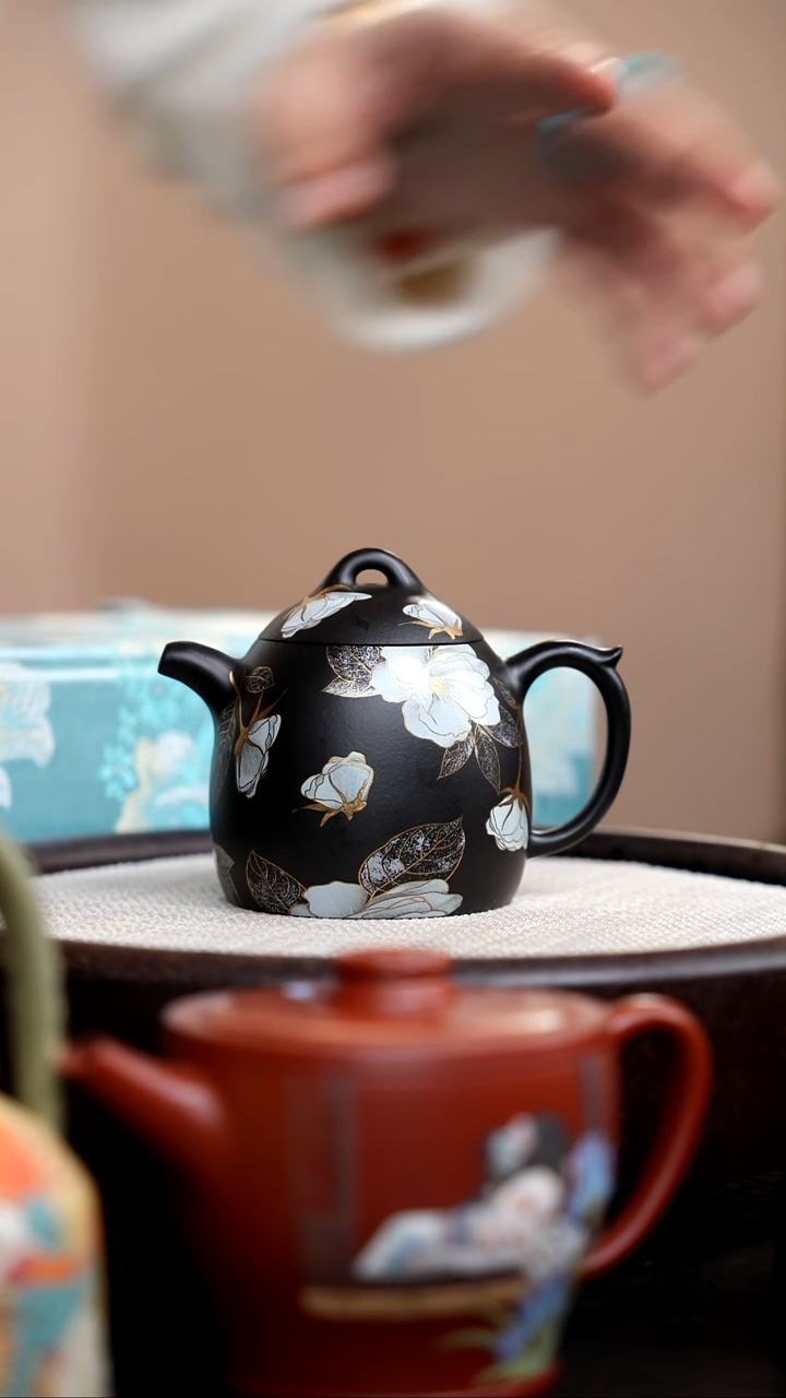 茶壶紫砂捂灰朱泥银牡丹秦权