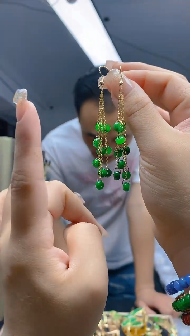 【闪购商品】翡翠耳饰合金37翡翠耳钩