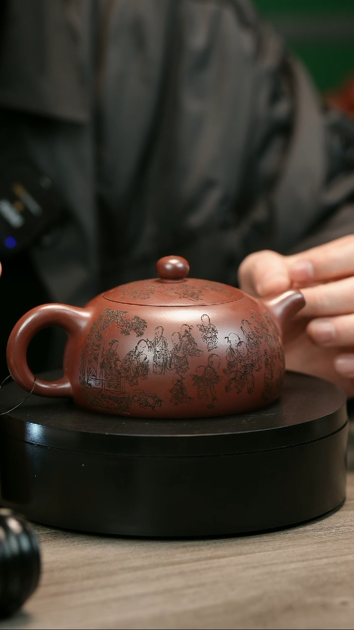 茶壶紫砂骆****草H2465陆建平龙血砂童趣半月