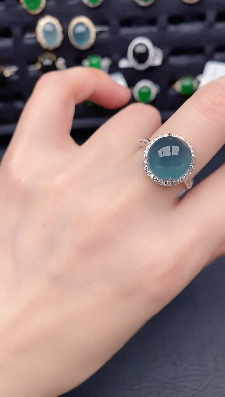 银S925镶嵌戒指翡翠天然a货翡翠191