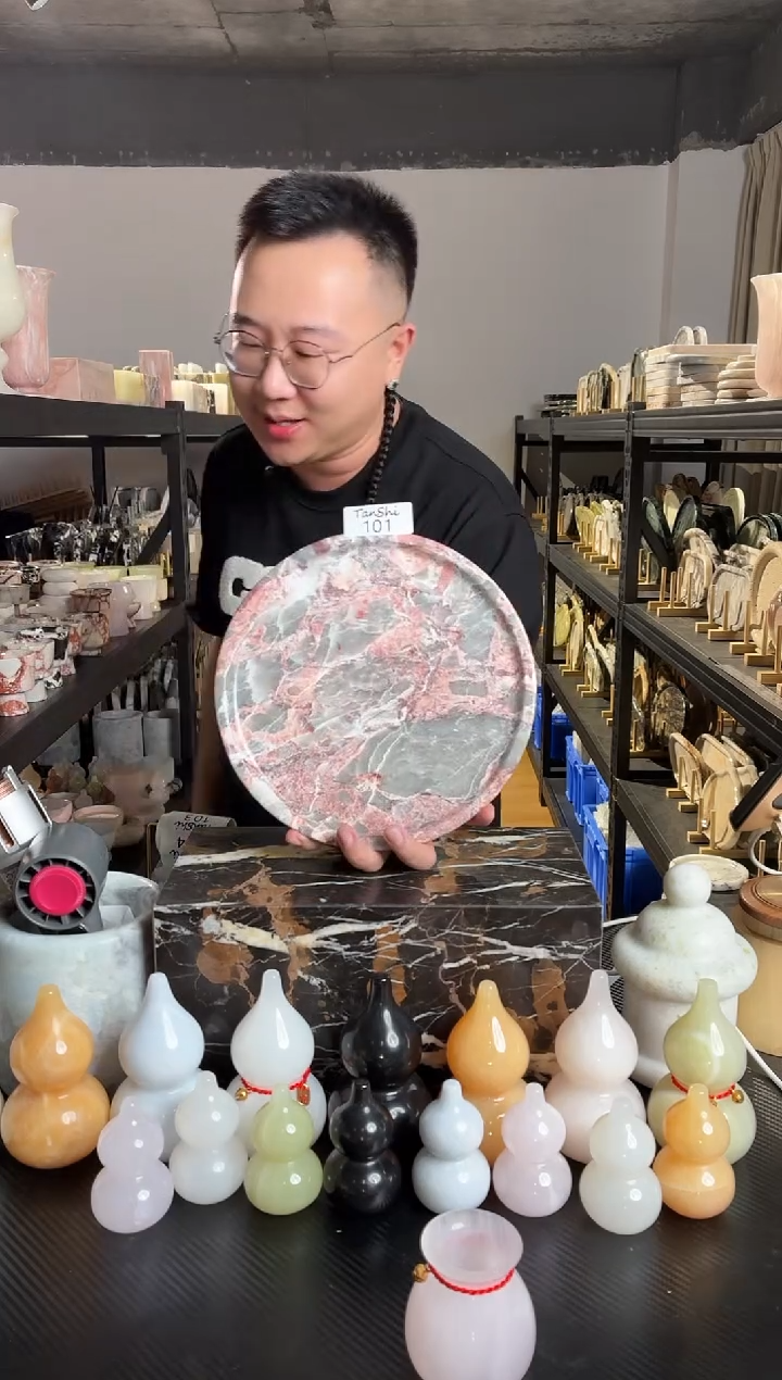 石材101红根爱马仕灰大圆盘