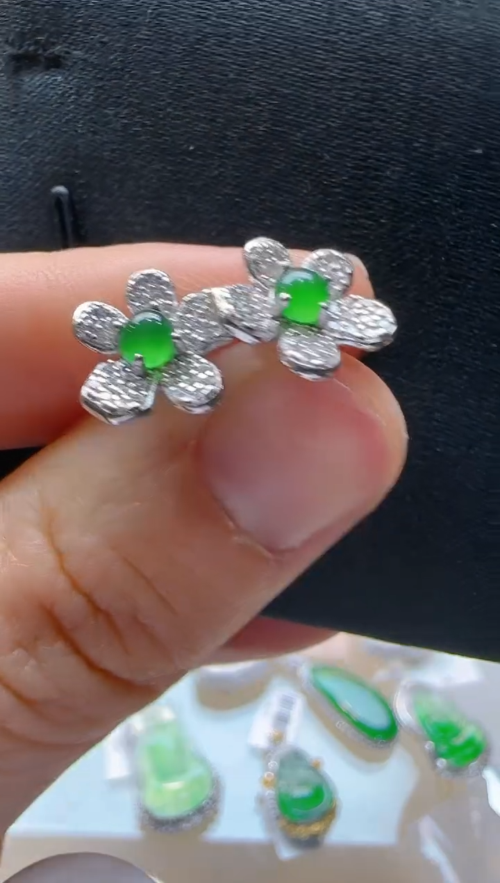 【闪购商品】翡翠耳饰银S925镶嵌多样性团购发一件