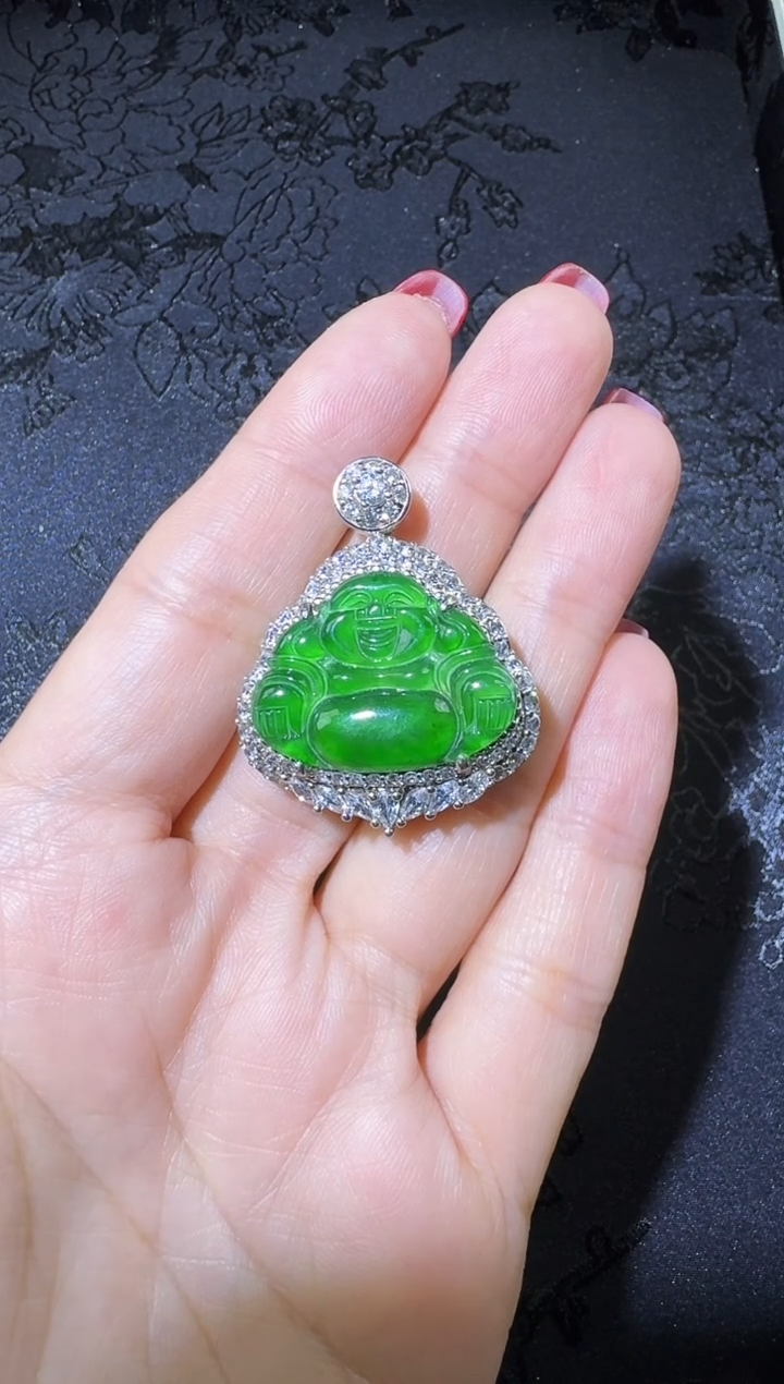 【闪购商品】翡翠吊坠(不含链)银S925镶嵌佛公