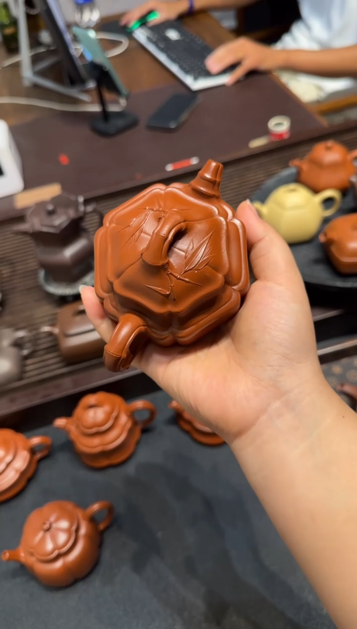 茶壶紫砂闲****哥六方海棠双线竹鼓
