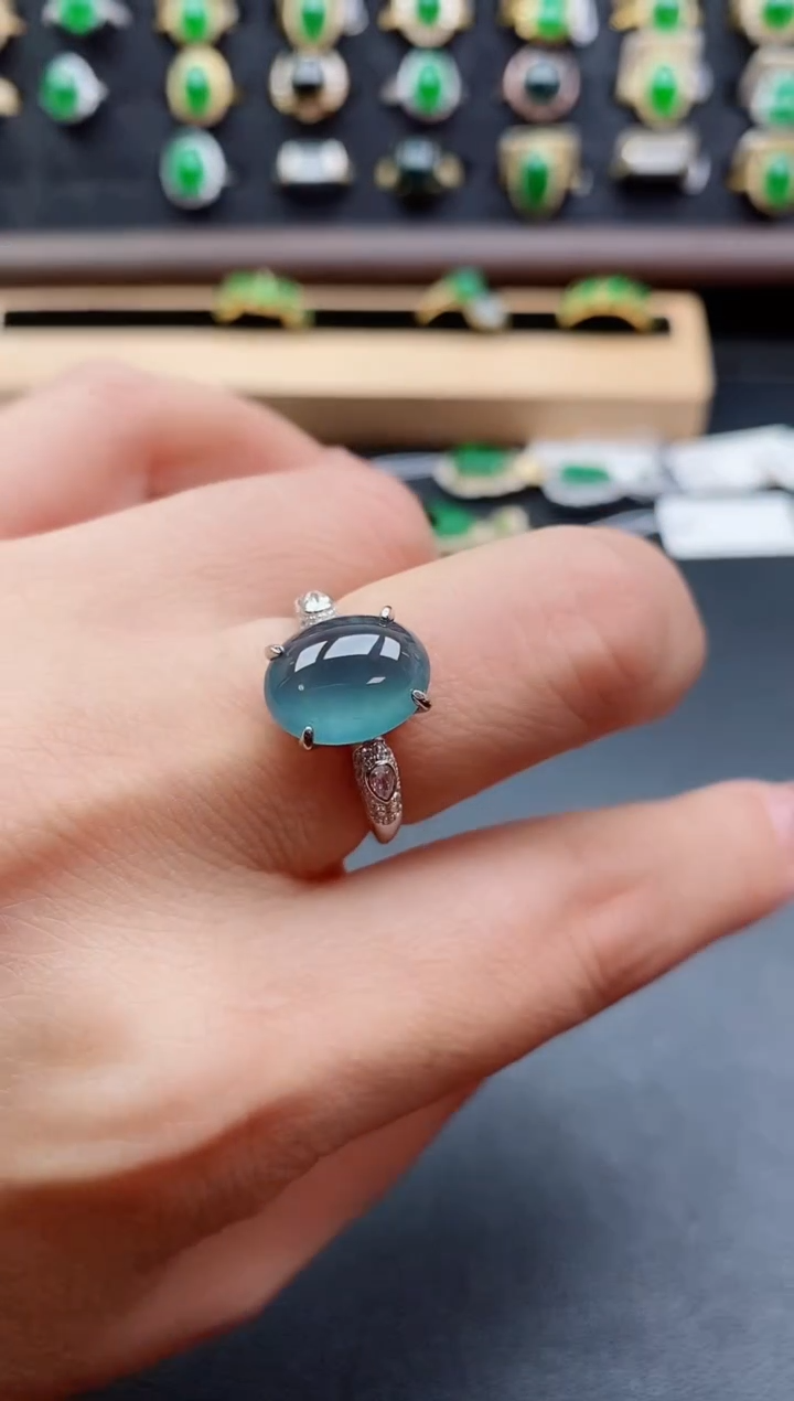 银S925镶嵌戒指翡翠1