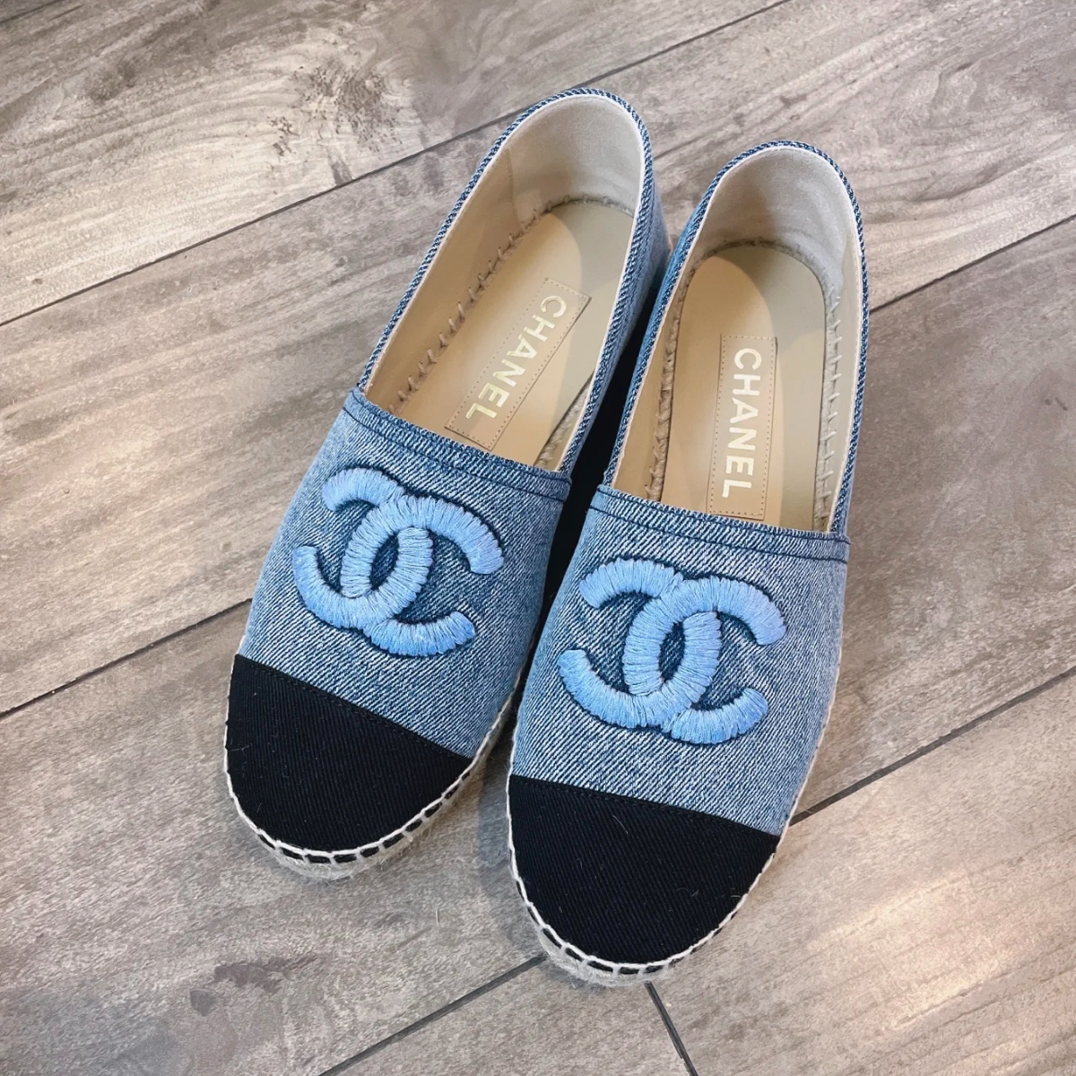 未使用 Chanel/香奈儿 汤/TP016912/ 牛仔 渔夫鞋 36码