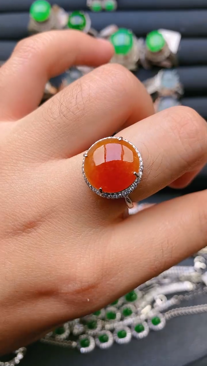 【闪购商品】翡翠戒指银S925镶嵌天然A货翡翠11