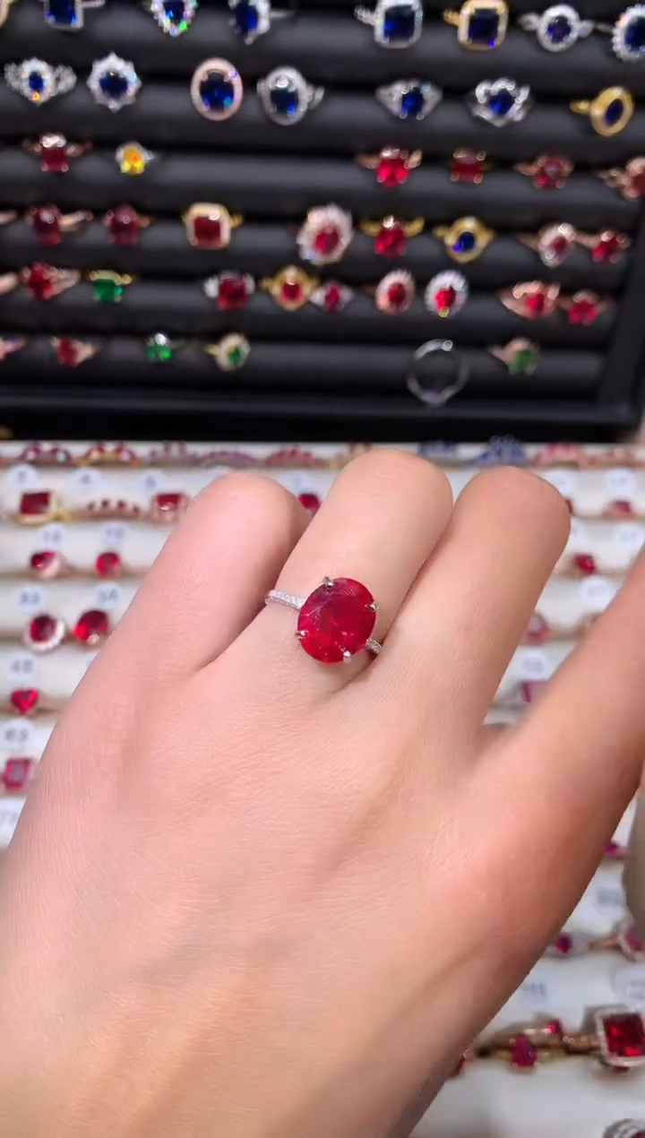 【闪购商品】红宝石戒指银S925镶嵌1012白