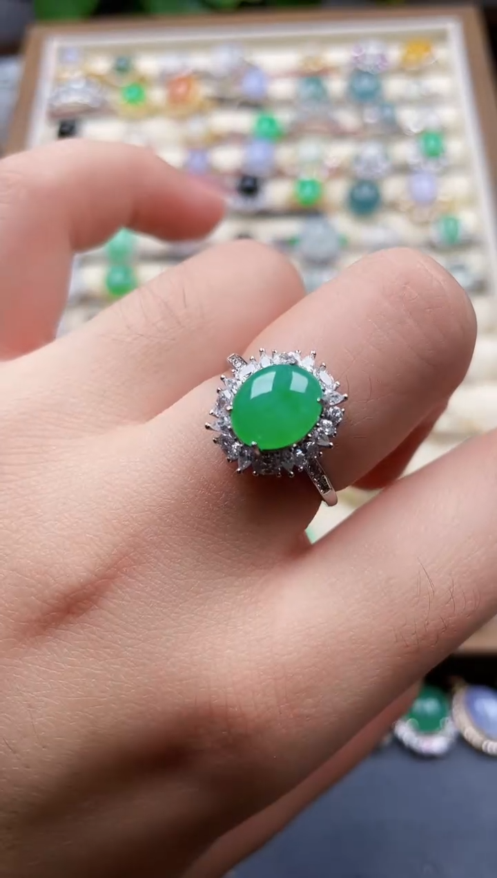 银S925镶嵌戒指翡翠38