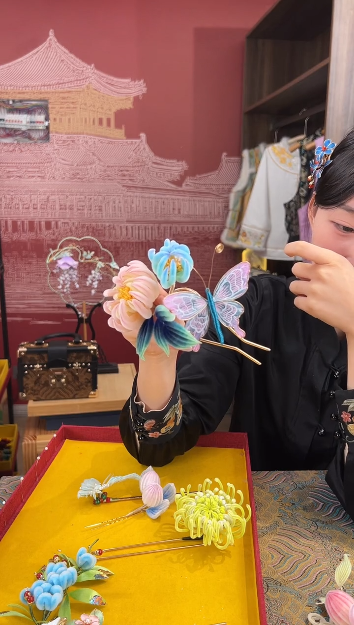 【闪购商品】刺绣非遗绒花（发饰）