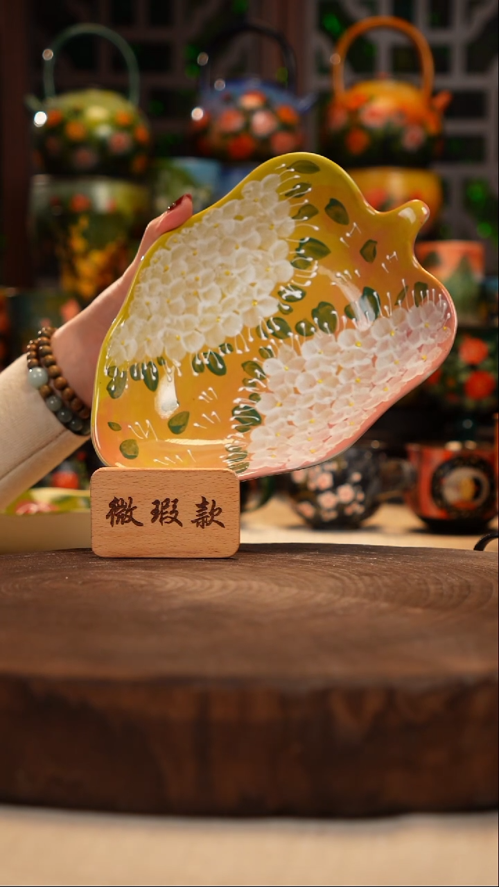 紫砂 油画釉下彩手绘