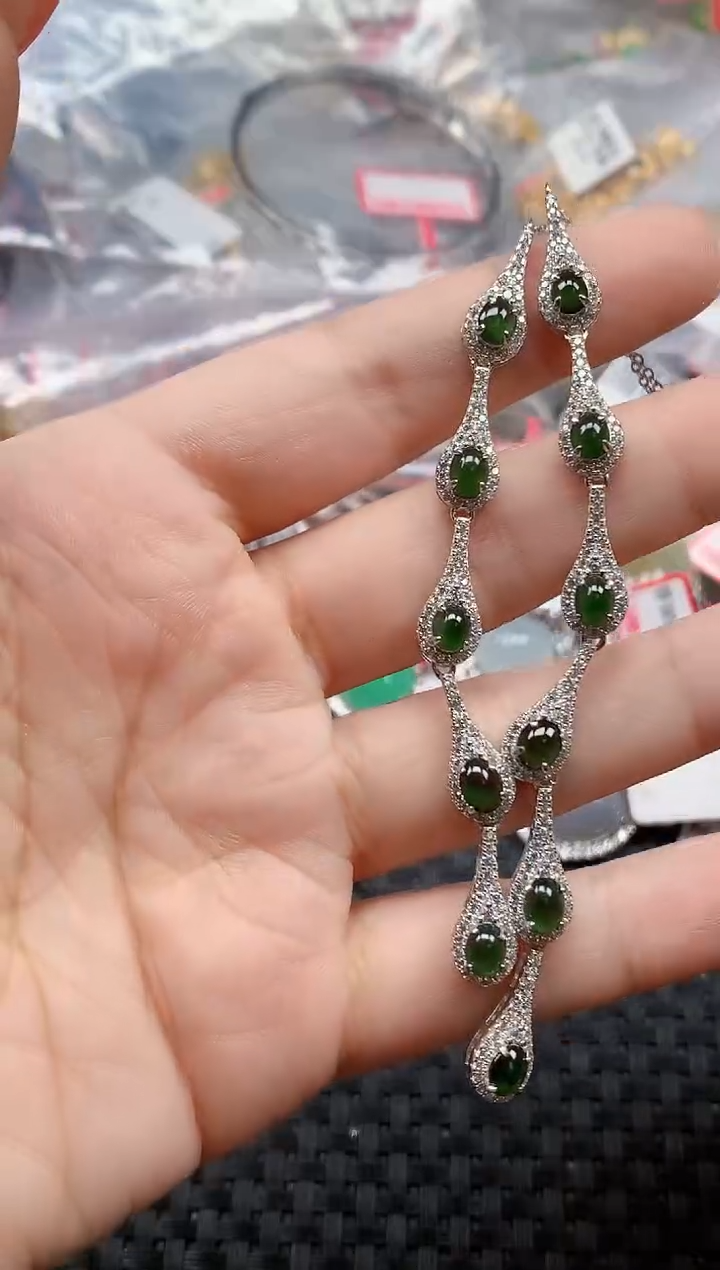 银S925镶嵌戒指翡翠天然A货缅甸翡翠