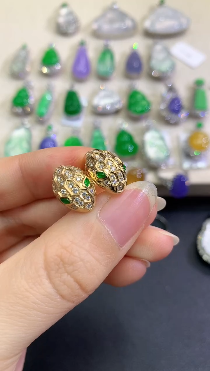 【闪购商品】翡翠耳饰18K金镶嵌D21  多样性一件发货