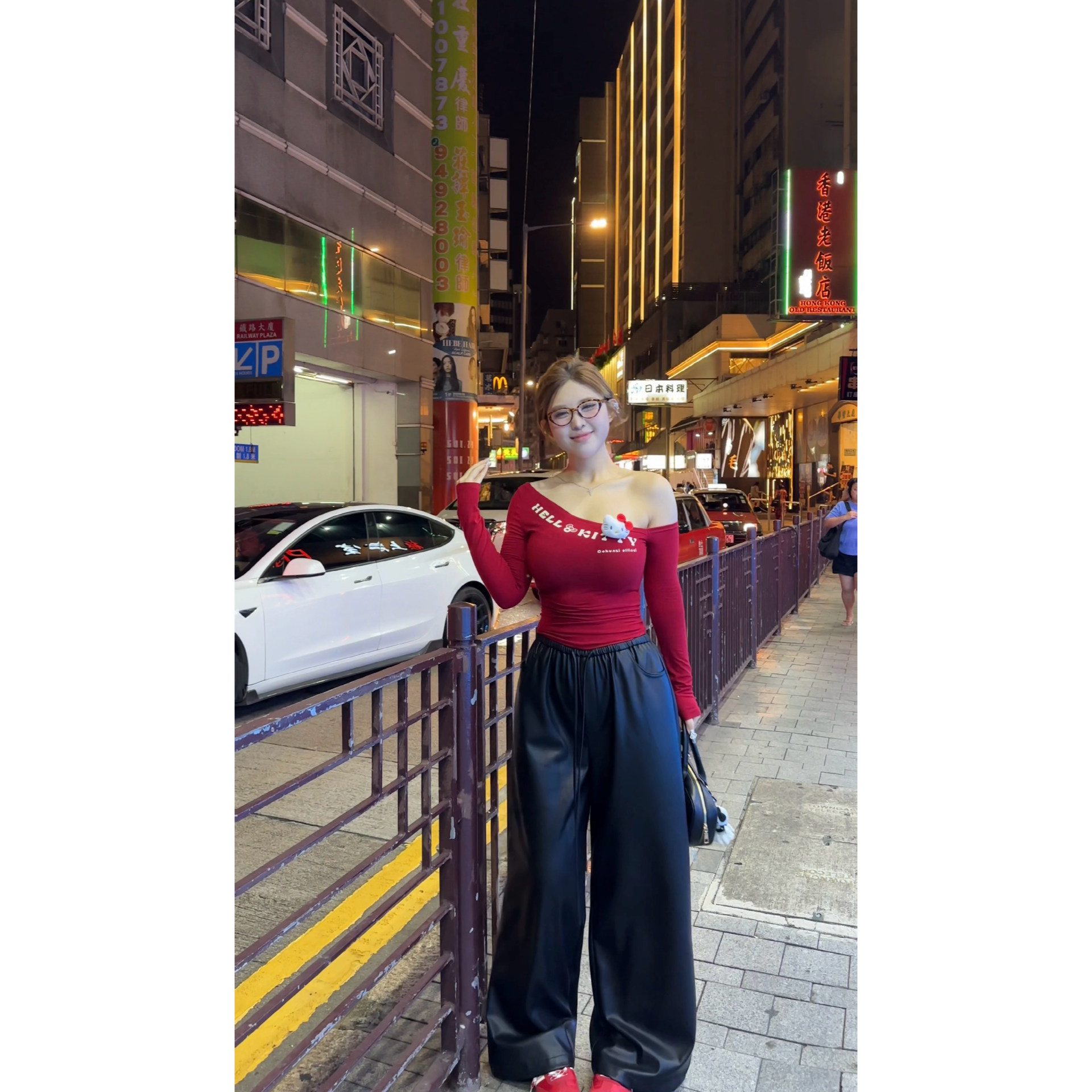 【清货价】大码女装微胖定制秋冬款遮肉黑色皮裤宽松潮流时尚休闲