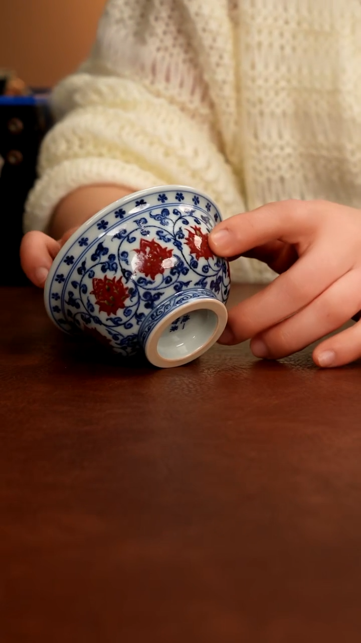 摆件陶景德镇瓷器，明成化青花瓷手绘茶具~