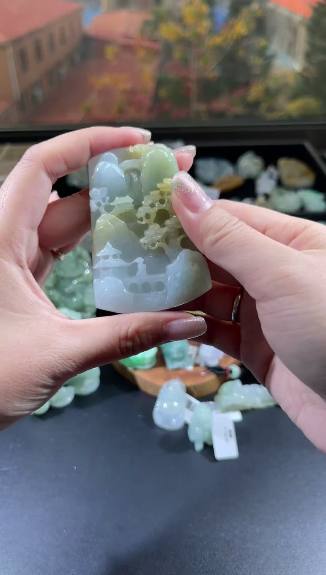 【闪购商品】翡翠颈饰未镶嵌山水牌000122